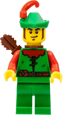 Forestman - Red, Green Hat, Red Feather, Quiver, Sideburns minifigure
