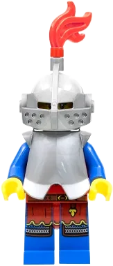 Lion Knight - Female, Light Bluish Gray Helmet, Flat Silver Visor, Red Plume, Flat Silver Armor minifigure