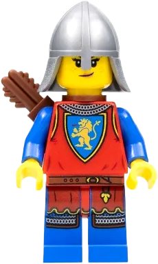 Lion Knight - Female, Flat Silver Neck Protector, Quiver, Freckles minifigure