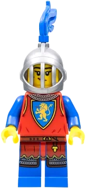Lion Knight - Female, Flat Silver Helmet with Fixed Grille, Blue Plume minifigure