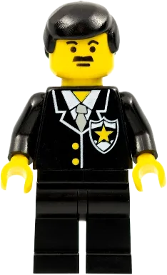 Suit - Sheriff Star, Black Legs, Black Male Hair minifigure