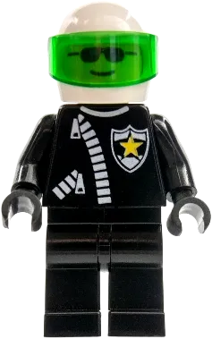 Zipper - Sheriff Star, White Helmet, Trans-Green Visor minifigure