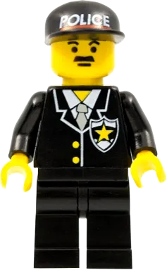Suit - Sheriff Star, Black Legs, Black Cap with Police Pattern minifigure
