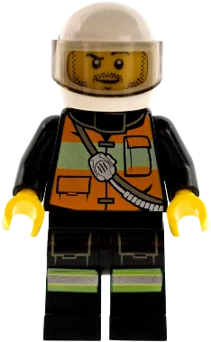 Fire - Reflective Stripe Vest with Pockets and Shoulder Strap, White Helmet minifigure