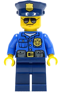 City Officer - Gold Badge, Police Hat, Sunglasses minifigure