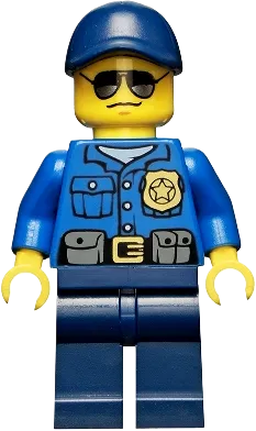 City Officer - Gold Badge, Dark Blue Cap with Hole, Sunglasses minifigure