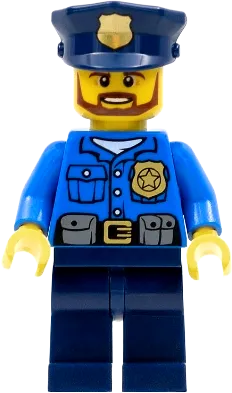 City Officer - Gold Badge, Police Hat, Beard minifigure