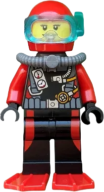 Scuba Diver - Female, Red Flippers minifigure