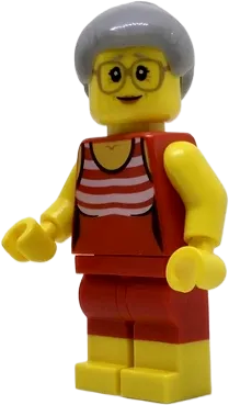 Beachgoer - Gray Female Hair and Red Old-Fashioned Swimsuit minifigure