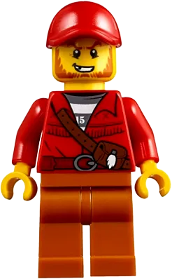 Crook Male - Red Fringed Shirt with Strap and Pouch, Red Cap minifigure