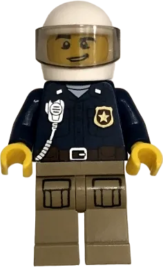 Officer Male - White Helmet and Smirk minifigure