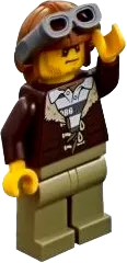 Crook Male - Lined Jacket over Prisoner Shirt, Aviator Cap with Goggles minifigure