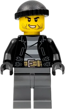 City Bandit Crook - Black Knit Cap, Black Stubble minifigure