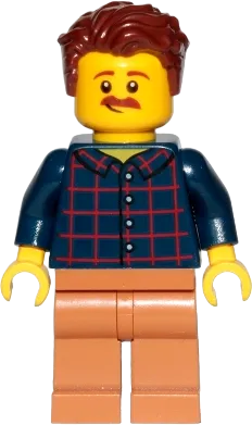 LEGO Minifigures Dad Dark Blue Plaid Button Shirt