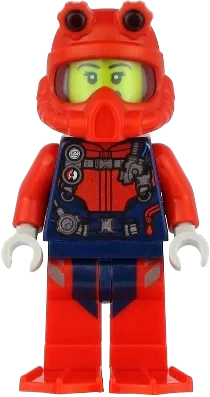 Scuba Diver - Female, Open Mouth, Red Helmet, White Air Tanks, Red Flippers minifigure