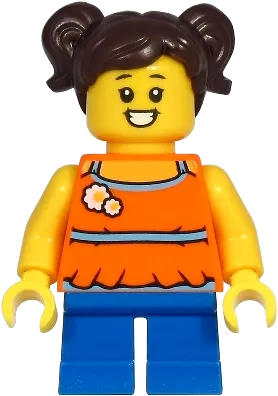 Madison - Maddy Yea, Girl, Orange Halter Top Dress, Blue Short Legs, Dark Brown Hair minifigure