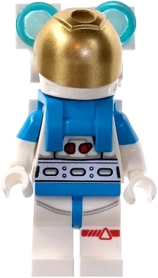 Lunar Research Astronaut - Male, White and Dark Azure Suit, White Helmet, Metallic Gold Visor, Backpack Lights, Beard minifigure
