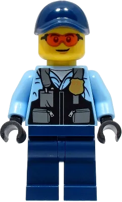 Police - City Officer Male, Safety Vest with Police Badge, Dark Blue Legs, Dark Blue Cap, Orange Glassesimage
