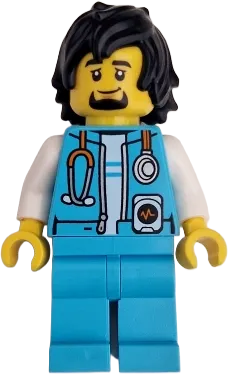 Arctic Explorer - Male, Stethoscope, Medium Azure Legs, Black Hair minifigure