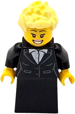 Carol Singer - Female, Black Suit Jacket with White Button Up Shirt, Black Skirt, Bright Light Yellow Spiked Hair minifigure