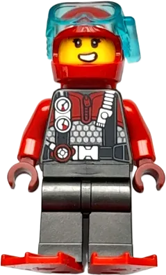 Diver - Female, Red Helmet, Air Tanks, and Flippers minifigure
