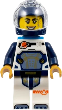 Astronaut - Female, White Spacesuit with Dark Blue Arms, Dark Blue Helmet, Trans-Clear Visor, Dark Azure Jet Pack minifigure