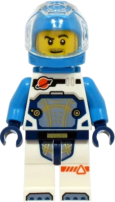 Astronaut - Male, White Spacesuit with Dark Azure Arms, Dark Azure Helmet, Dark Azure Backpack, Stubble minifigure