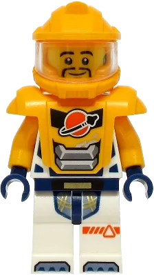 Astronaut - Male, White Spacesuit with Bright Light Orange Arms, Bright Light Orange Helmet, Trans-Clear Visor, Bright Light Orange Armor minifigure