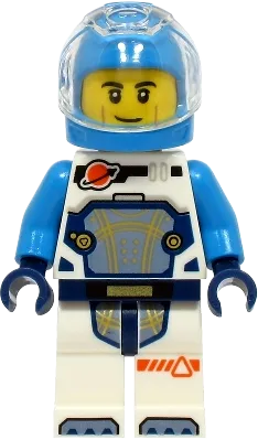Astronaut - Male, White Spacesuit with Dark Azure Arms, Dark Azure Helmet, Trans-Clear Visor minifigure