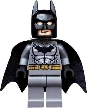 Batman - Dark Bluish Gray Suit, Gold Belt, Black Hands, Starched Cape minifigure