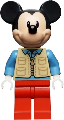 Mickey Mouse - Tan Safari Vest, Medium Blue Shirt minifigure