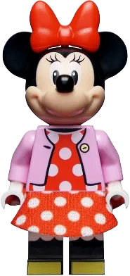Minnie Mouse - Bright Pink Jacket, Red Polka Dot Dress, Red Bow minifigure