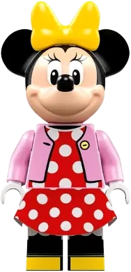 Minnie Mouse - Bright Pink Jacket, Red Polka Dot Dress, Yellow Bow minifigure