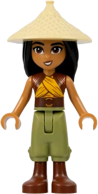 Raya - Tan Conical Hat, Yellow Top, Reddish Brown Boots, Open Mouth minifigure