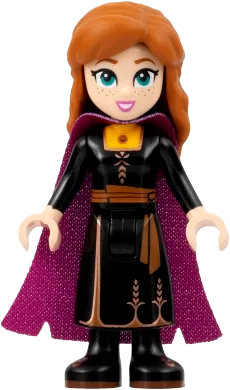 Anna - Black Dress, Magenta and Dark Purple Cape, Narrow Smile minifigure