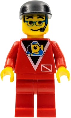 Divers - Control 2, Red Legs, Black Cap, Glasses and Headset minifigure