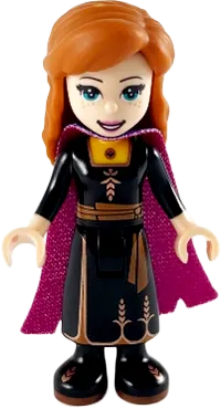Anna - Black Dress, Magenta and Dark Purple Cape, Wide Smile minifigure