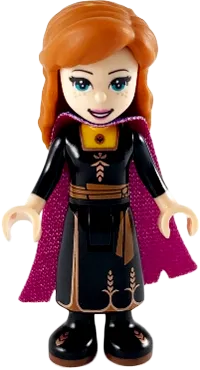 Anna - Black Dress, Magenta and Dark Purple Cape, Wide Smile minifigure