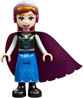 Anna - Blue Skirt, Black Boots and Black Top, Light Aqua Sleeves and Windswept Magenta Cape minifigure
