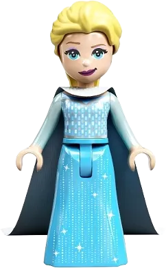 Elsa - Medium Azure Skirt, Medium Blue Long Narrow Glitter Cape minifigure