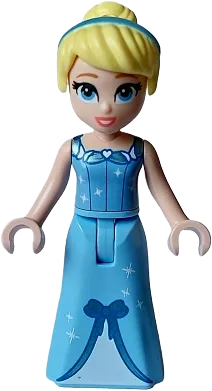 Cinderella - Dress with Sparkles and Bow, Bright Light Blue Top, Coral Lips, Thin Hinge minifigure