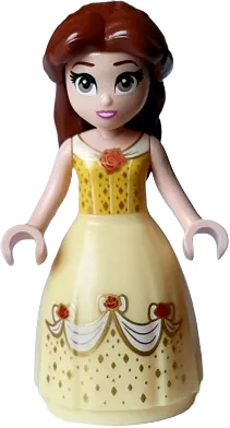 Belle - Dress with Red Roses, no Sleeves, Dark Pink Lips, Open Mouth, Long Eyelashes minifigure