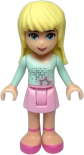 Friends Stephanie - Bright Pink Skirt, Light Aqua Long Sleeve Top minifigure