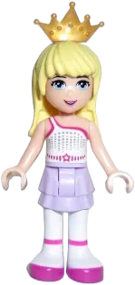Friends Stephanie - Lavender Layered Skirt, White Top with Star Belt, Gold Tiara minifigure