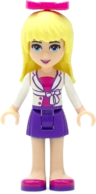 Friends Stephanie - Dark Purple Skirt, Magenta Top with White Jacket, Magenta Bow minifigure