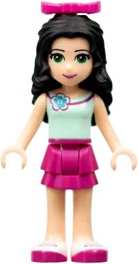 Friends Emma - Magenta Layered Skirt, Light Aqua Top with Flower, Bow minifigure
