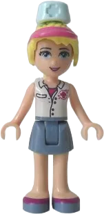 Friends Stephanie - Sand Blue Skirt, White Top with Red Cross Logo, Light Aqua Nurse Hat minifigure