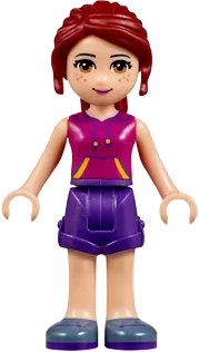 Friends Mia - Dark Purple Shorts, Magenta Top with Orange and Dark Purple Stripes minifigure