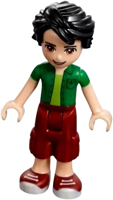 Friends Oliver - Dark Red Cropped Trousers Large Pockets, Green Shirt minifigure