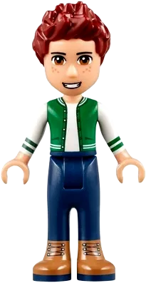 Friends Daniel - Brown Boots, Dark Blue Jeans, White and Green Top minifigure